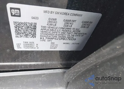 2023 Chevrolet Trailblazer Fwd Lt z USA, uszkodzony, nr VIN KL79MPS21PB179339